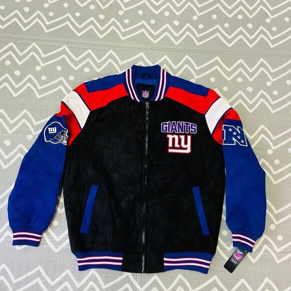 Vintage retro New York Ny giants suede leather varsity letterman bomber jacket - Picture 1 of 9